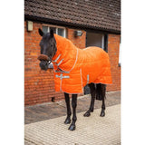 Bright orange swish 50g stable quilted horse blanket with detachable neck reflective trim and metal buckles
