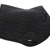 Black quilted saddle pad black with subtle diamond pattern and sushi brand logo for contact gp saddle high wither design
