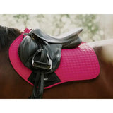 Bright pink quilted contact gp saddle pad with black trim and diamond stitch designed for high wither use saddle pad orange