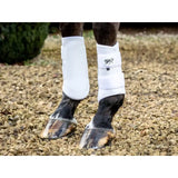 White Swish double locking brushing boots with padded strike pad and breathable neoprene for horses leg protection