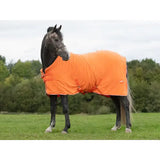 Bright orange fleece horse rug with smooth durable fabric and adjustable straps for a secure fit luxury fleece rug