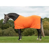 Bright orange Swish fleece horse rug with red straps and logo, a luxury fleece rug perfect for horses in cooler weather