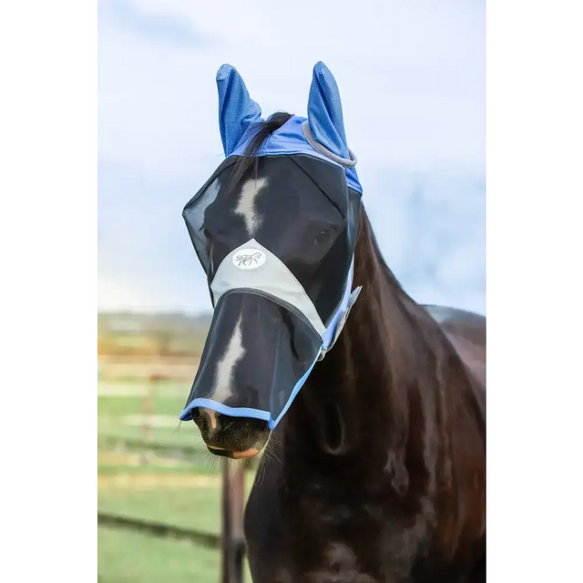 Swish Horse Fly Mask With Nose - Cornflower XSmall (Small Pony) Fly Masks