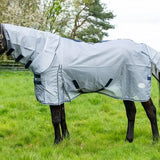 Gray swish nylon fly cool rug with black straps large tail flap and subtle logo perfect for fly protection