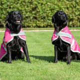 Pink reflective swish waterproof dog coat raspberry with silver trim and velcro chest for outdoor use