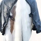 Dark gray quilted swish wide fit 200g horse rug liner with black straps and silver buckles for extra comfort