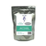 A silver foil pouch of equine edge calmer original mint cookies with teal label and blue horse for horse additional stress