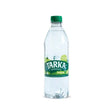 Clear plastic bottle of tarka springs sparkling water 500ml with green cap lime label springs sparkling water