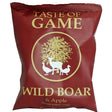 A maroon bag of taste of game game crisps wild boar apple flavour with a gold deer and duck logo for equestrian yard snacks