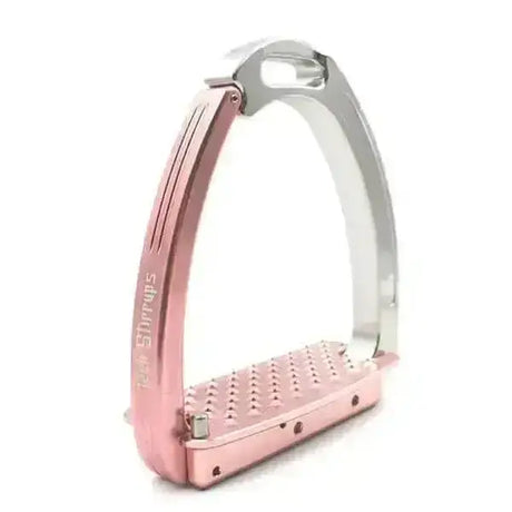 Rose gold metal tech stirrups venice young rider safety stirrups with diamond textured footplate and sleek design
