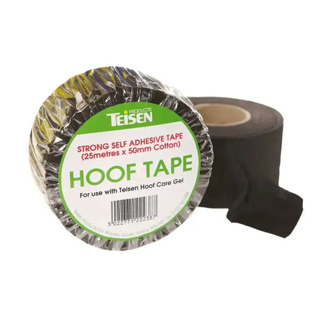 Teisen products hoofcare tape is a roll of strong black cotton tape with extra protection for hoofcare use