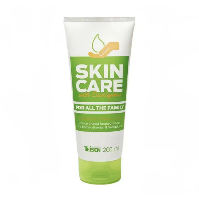 White and green tube of teisen products skin antiseptic cream developed with eucalyptus for multi-purpose moisturising 200 ml