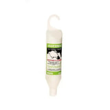 White plastic udder health gel bottle with green black label and hook for hanging by teisen products uddermint at calving time