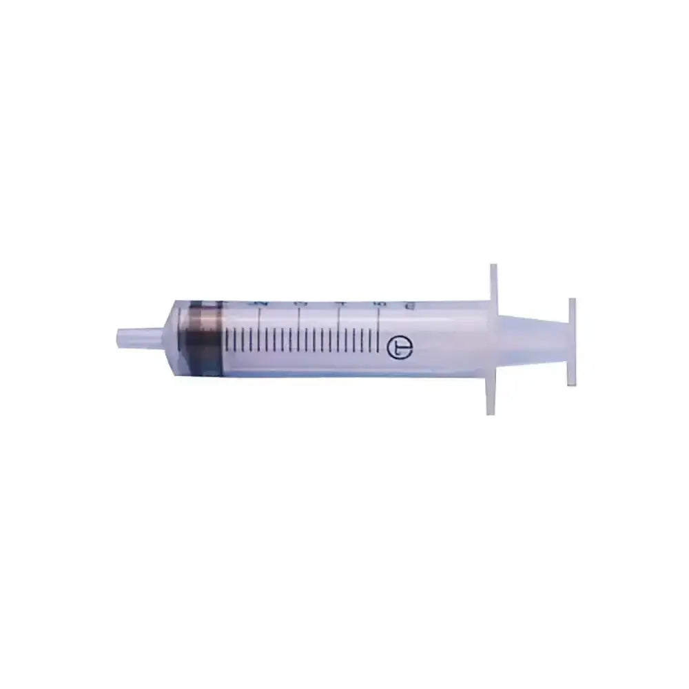 Terumo disposable syringe clear plastic with black rubber plunger and measurement markings 3-component design