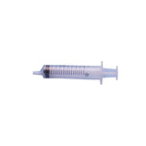Clear plastic terumo disposable syringe with measurement markings and rubber plunger for precise dosing