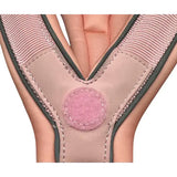 Pastel pink 2.5cm btactical slip on harness with y-shaped beige insole and strategic d ring in textured fabric