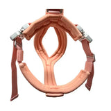 Pink padded 2.5cm btactical slip on harness with silver buckles, adjustable straps, and strategic d ring in pastel pink