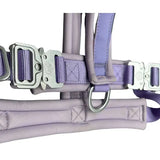 Pastel purple 2.5cm btactical slip on harness with silver metal buckles and d ring made of nylon