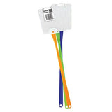 Set of three colorful big buzz head fly swats with white mesh heads and bright orange green and blue plastic handles