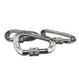 Silver btactical carabiner pack of 3 with textured grip gate made of anodized aluminum carabiner clip pack