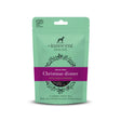 A mint green pouch of the innocent hound christmas grain free dinner with purple band and festive holly wreath design