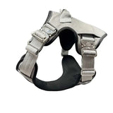 Gray and black ultimate btactical harness misty grey with silver metal buckles and hidden tracker pocket