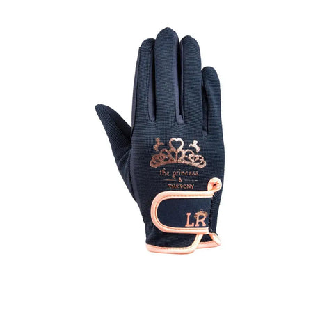 The Princess and the Pony Gloves by Little Rider Navy/Peach Childs Large Riding Gloves Barnstaple Equestrian Supplies