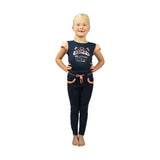Navy t-shirt features a peach princess-themed pajama set with a crown graphic perfect for pony loving princess fans