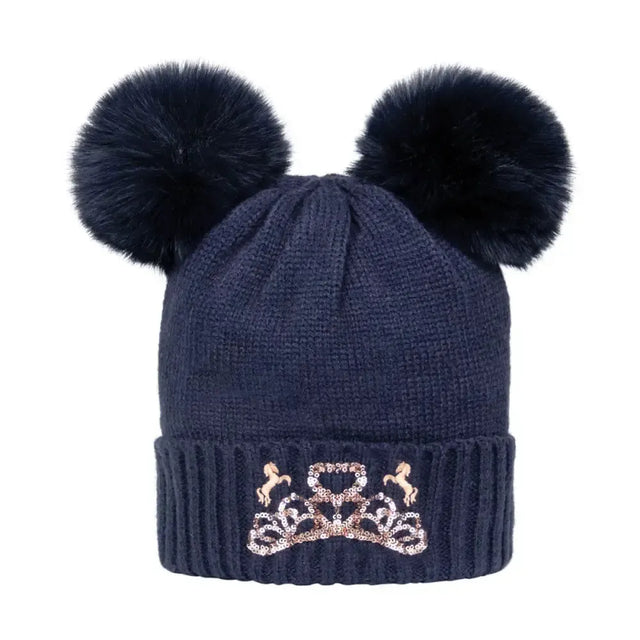 The Princess and the Pony Bobble Hat by Little Rider Navy/Peach Headwear