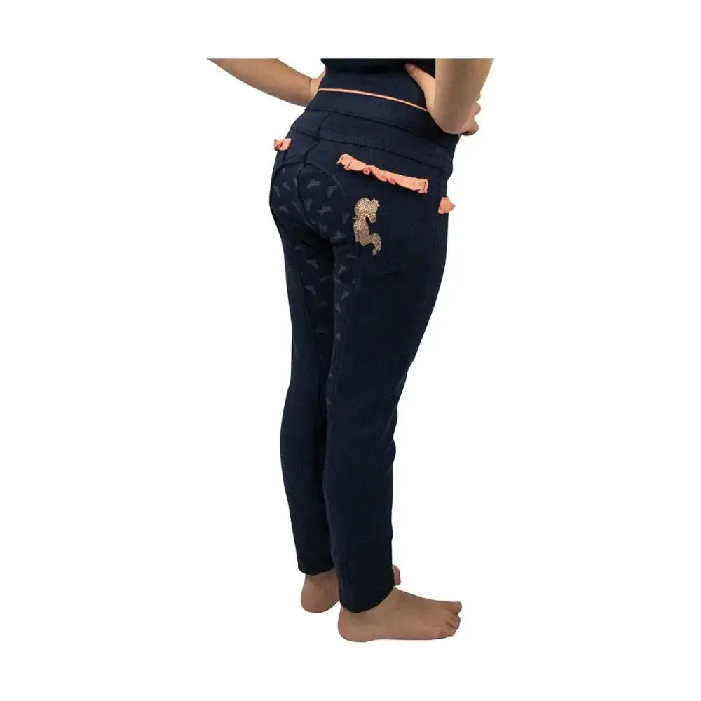 The Princess and the Pony Pull on Jodhpurs by Little Rider Navy/Peach 3-4 Years Jodhpurs