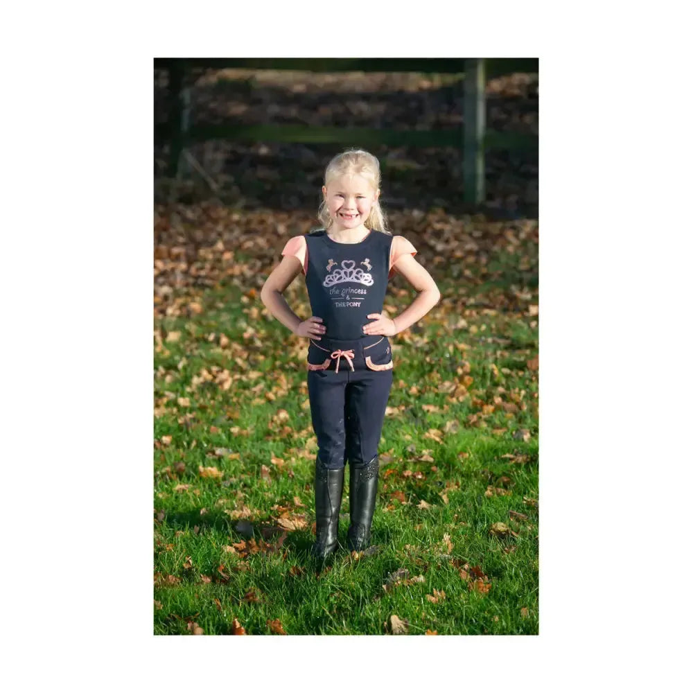 The Princess and the Pony Pull on Jodhpurs by Little Rider Navy/Peach 3-4 Years Jodhpurs