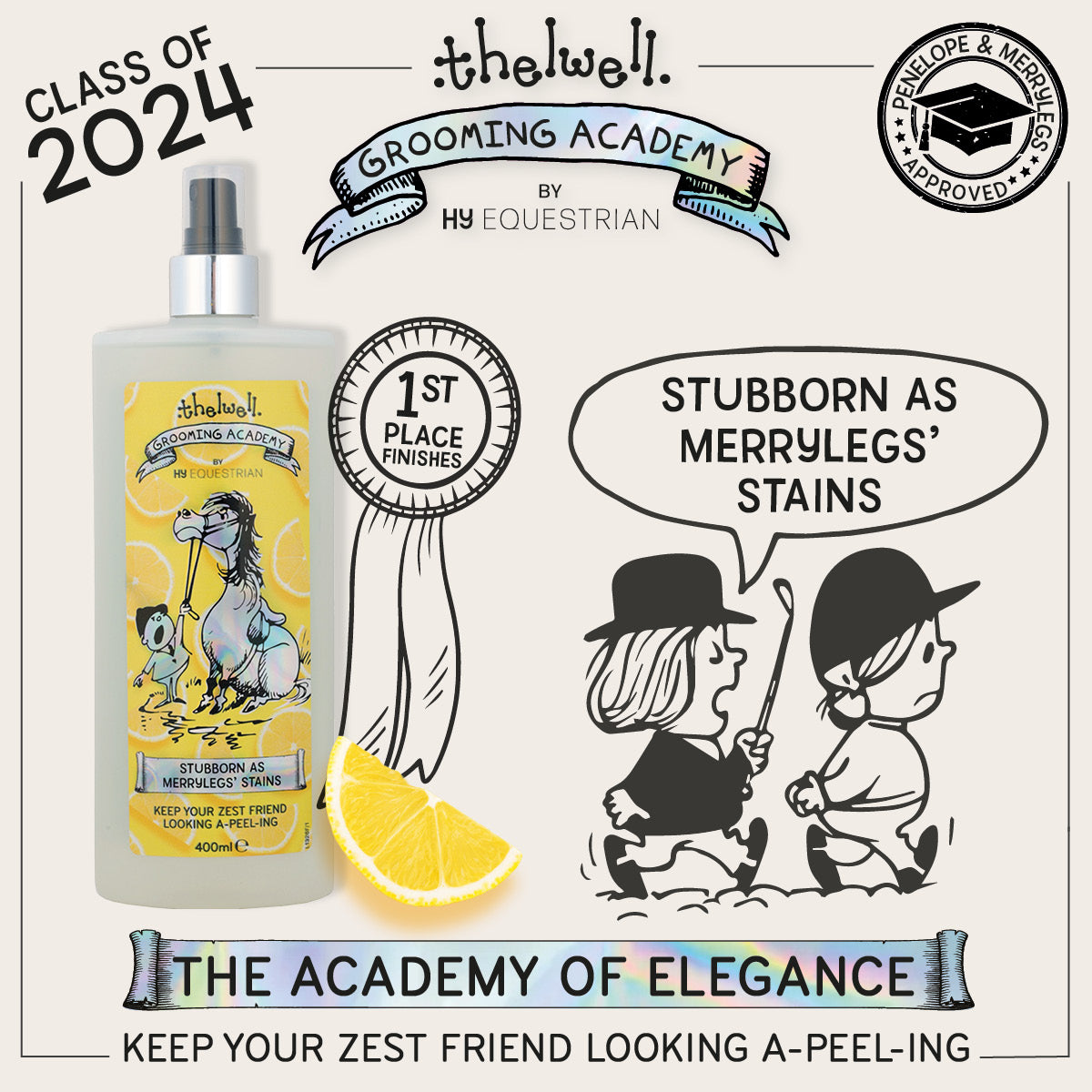 Thelwell Grooming Academy by Hy Equestrian - Stubborn as Merrylegs Stains