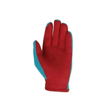 Thelwell riding gloves red and teal with reinforced finger tips and amara grip palm for fun childs gloves