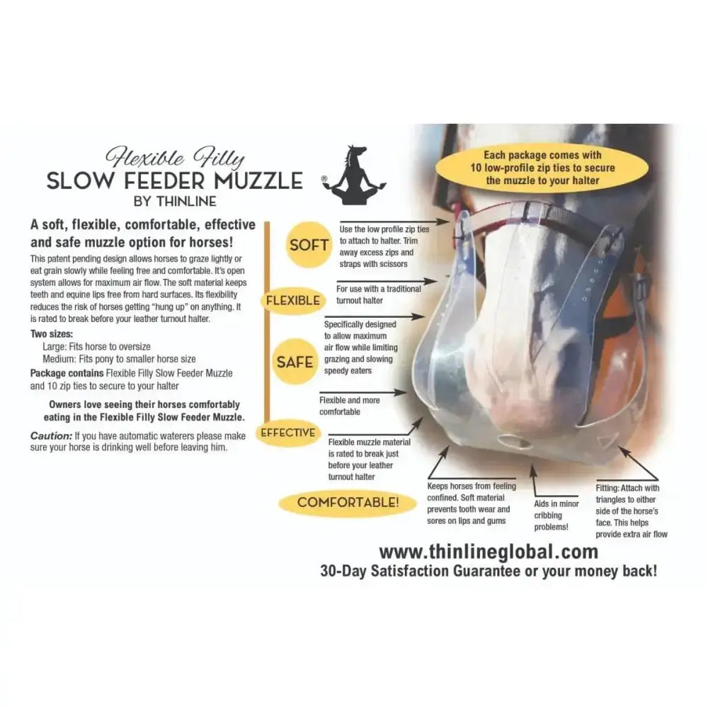 ThinLine Flexible Grazing Muzzles For Horses 2.5cm 2.5cm Small 19" (Mini To Pony) Grazing Muzzle