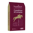 Maroon thunderbrook conditition horse feed bag with gold jumping horse silhouette featuring stabilised rice bran