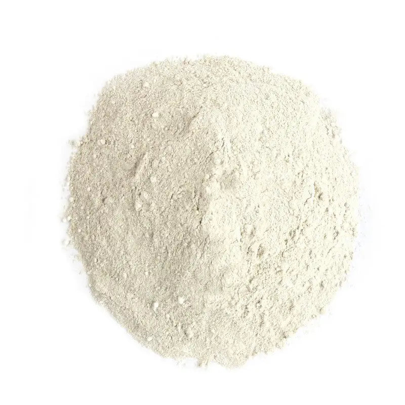 A mound of fine light gray powder from thunderbrook daily essentials ultimate daily equestrian performance balancer