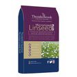 Purple and blue bag of thunderbrook micronized linseed plus 20kg horse feed with vitamin b12 for equestrian use