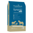 Thunderbrook synergy 15 kg natural vitamin horse feed bag in blue and beige with gold horse silhouettes for equestrian use
