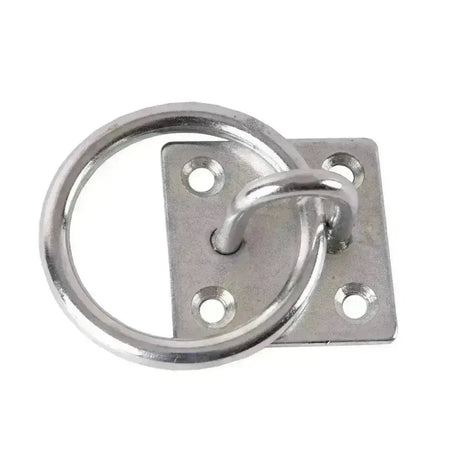 Shiny stainless steel harlequin tie ring with four mounting holes for secure haynet tie ring installation