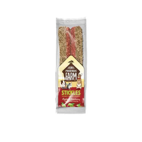 Tiny friends farm apple cranberry flavored stick treats in clear plastic pack for small pets friends stickles