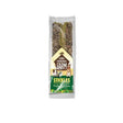 A package of tiny friends farm stickles tim hay8x100g with two dried timothy hay treats and a green beige label