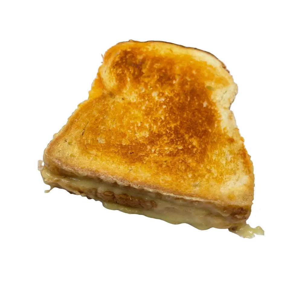 Golden brown toasted sandwich with melted gooey cheese oozing from the sides perfect for equestrian snack time