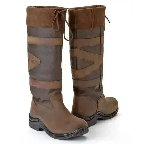 Brown leather toggi canyon country riding boots with reinforced panels and sturdy sole for tough outdoor use