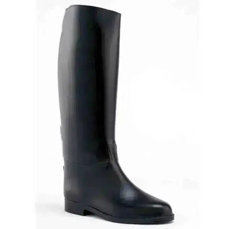 Black rubber toggi equestrian gents riding boot with smooth glossy finish low heel classic handmade long style