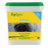 TopSpec Calmer white plastic tub with green lid and yellow label for anxious temperaments in stressful situations