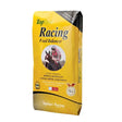 Yellow bag of topspec racing feed balancer with black accents for low starch diet in racehorses with jockey image