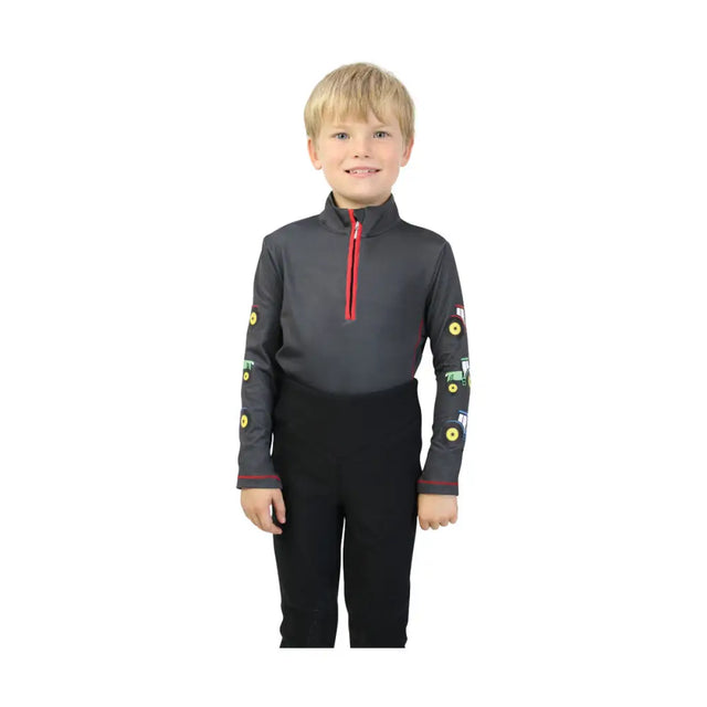 Tractor Collection Base Layer by Little Knight Charcoal Grey/Red 3-4 Years Base Layers Barnstaple Equestrian Supplies