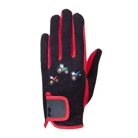 Tractor Collection Gloves by Little Knight Grey/Red Child Large Riding Gloves