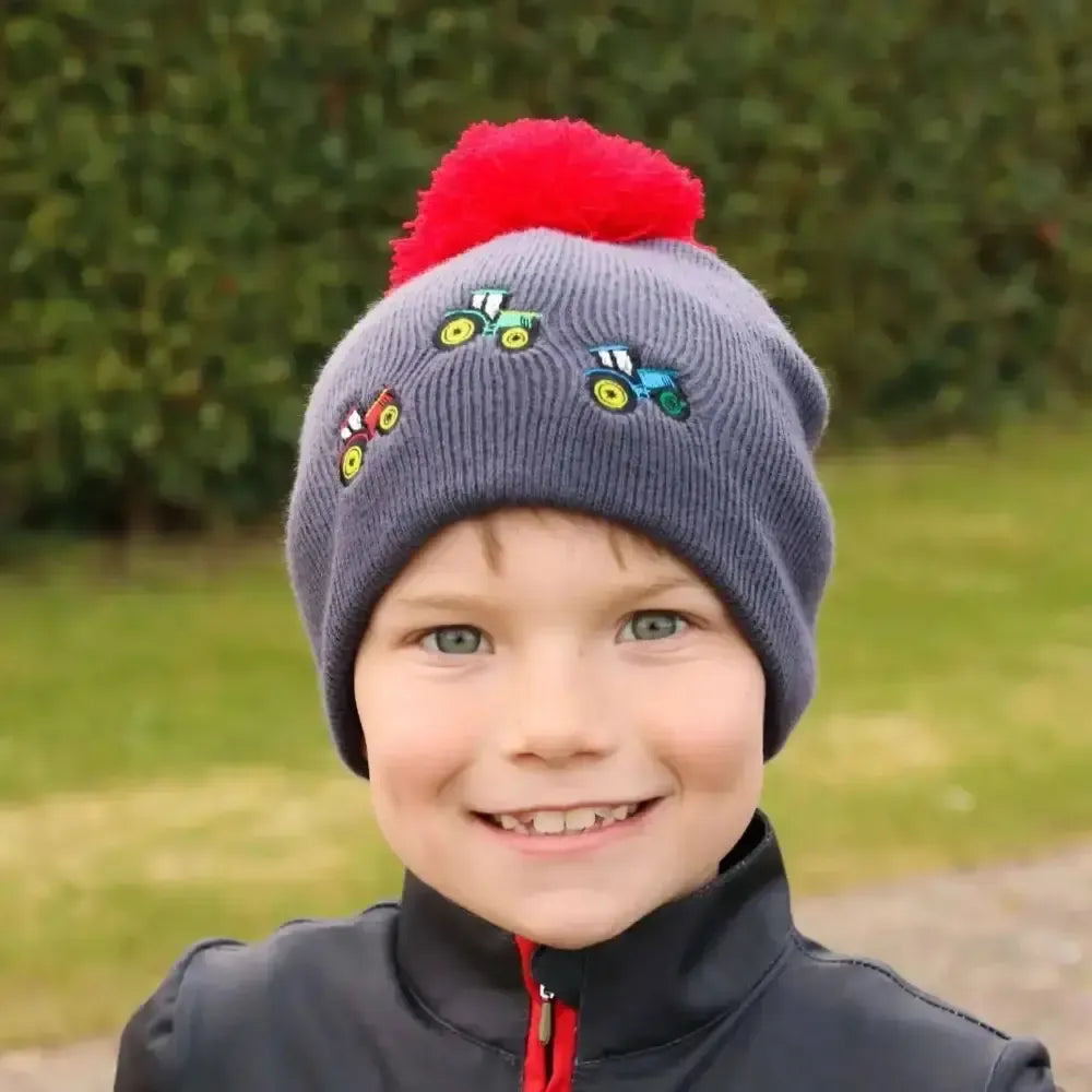 Tractor Collection Hat by Little Knight Grey/Red One Size Headwear & Neckwear