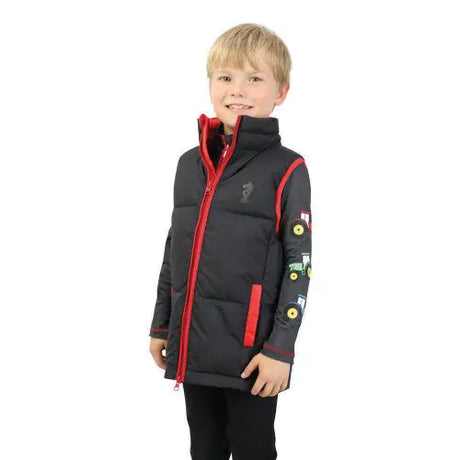 Tractor Collection Padded Gilet by Little Knight Grey/Red 3-4 Years Gilets & Bodywarmers Barnstaple Equestrian Supplies